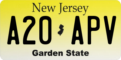 NJ license plate A20APV