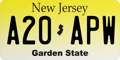 NJ license plate A20APW