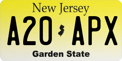 NJ license plate A20APX