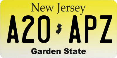 NJ license plate A20APZ