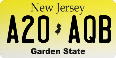 NJ license plate A20AQB