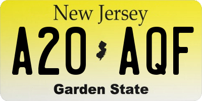 NJ license plate A20AQF