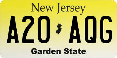 NJ license plate A20AQG