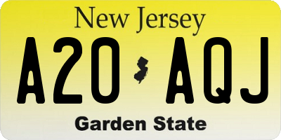 NJ license plate A20AQJ