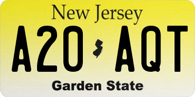 NJ license plate A20AQT