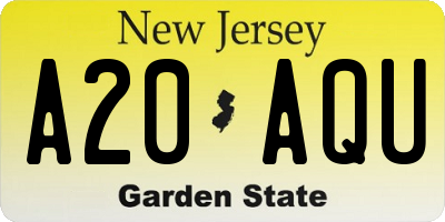 NJ license plate A20AQU
