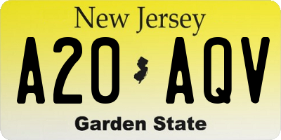 NJ license plate A20AQV
