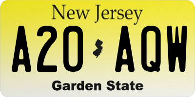 NJ license plate A20AQW