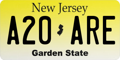 NJ license plate A20ARE