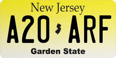 NJ license plate A20ARF