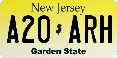 NJ license plate A20ARH