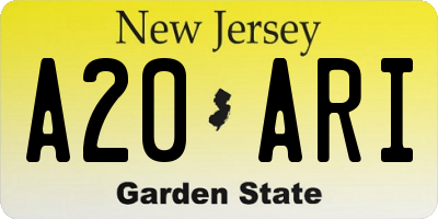 NJ license plate A20ARI