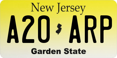 NJ license plate A20ARP