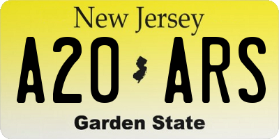 NJ license plate A20ARS