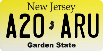 NJ license plate A20ARU