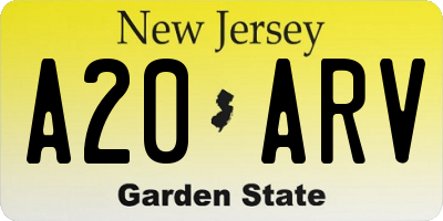 NJ license plate A20ARV