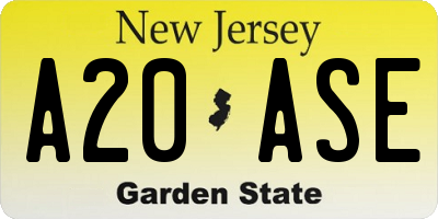 NJ license plate A20ASE