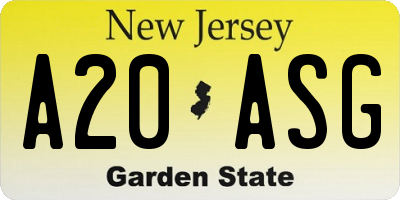 NJ license plate A20ASG