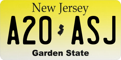 NJ license plate A20ASJ