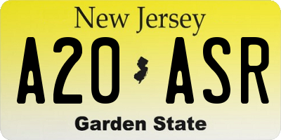NJ license plate A20ASR