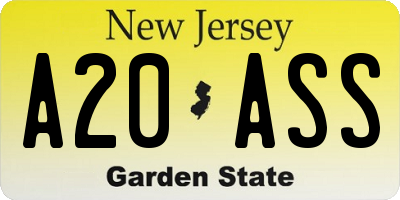 NJ license plate A20ASS