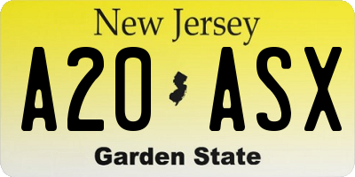 NJ license plate A20ASX