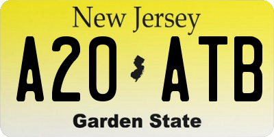 NJ license plate A20ATB