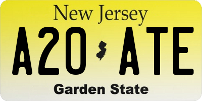NJ license plate A20ATE