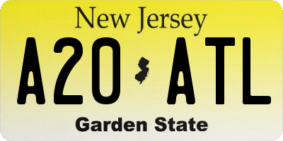 NJ license plate A20ATL