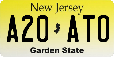 NJ license plate A20ATO