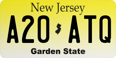 NJ license plate A20ATQ