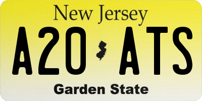 NJ license plate A20ATS