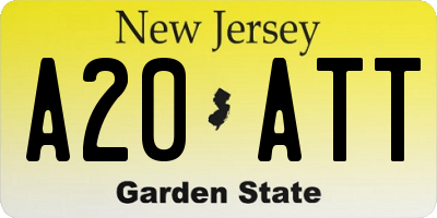 NJ license plate A20ATT