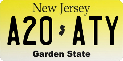 NJ license plate A20ATY