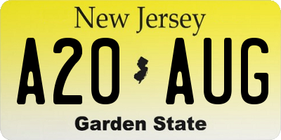 NJ license plate A20AUG