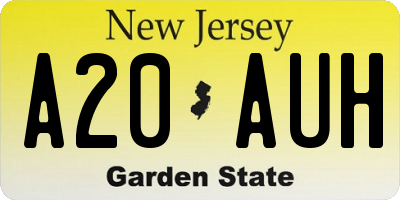 NJ license plate A20AUH