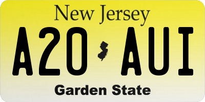 NJ license plate A20AUI