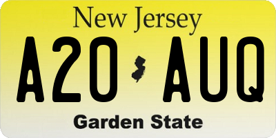 NJ license plate A20AUQ