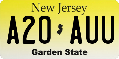 NJ license plate A20AUU