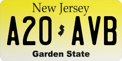 NJ license plate A20AVB