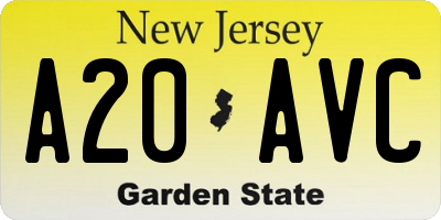 NJ license plate A20AVC