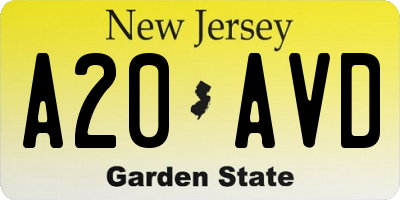 NJ license plate A20AVD
