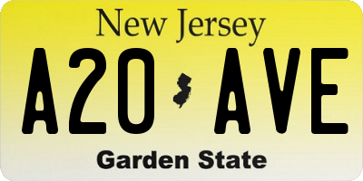 NJ license plate A20AVE
