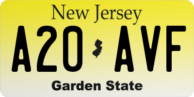 NJ license plate A20AVF