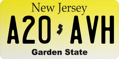 NJ license plate A20AVH