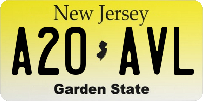 NJ license plate A20AVL