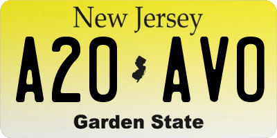 NJ license plate A20AVO