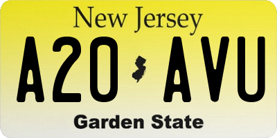 NJ license plate A20AVU