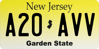NJ license plate A20AVV