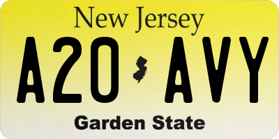 NJ license plate A20AVY